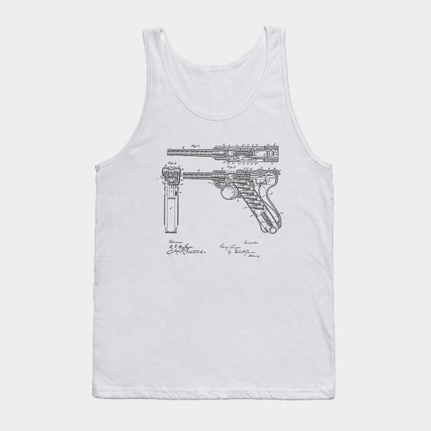 Gun Design Vintage Patent Hand Drawing Tank Top by TheYoungDesigns